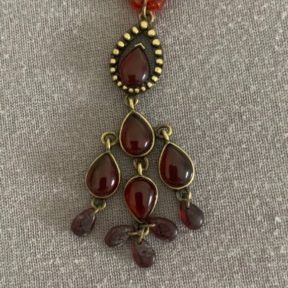 2/$25 Red/Gold Beaded Necklace and Earring set - Picture 2 of 10